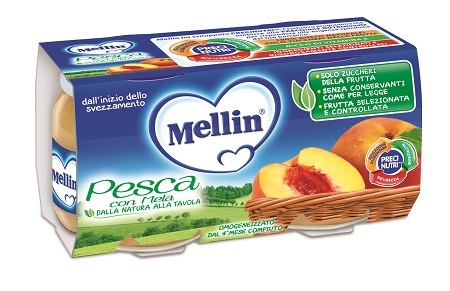 Mellin omog pesca mela 2x100g